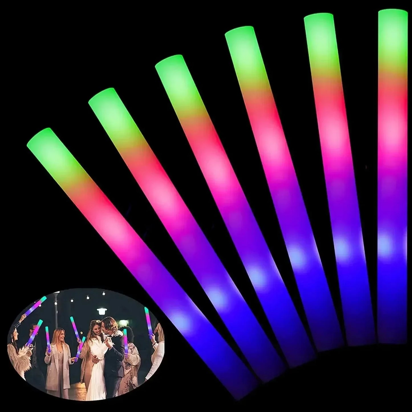 Colorful LED Glow Sticks - RGB Foam Cheer Tubes for Parties Events - ZOOMNSTORE
