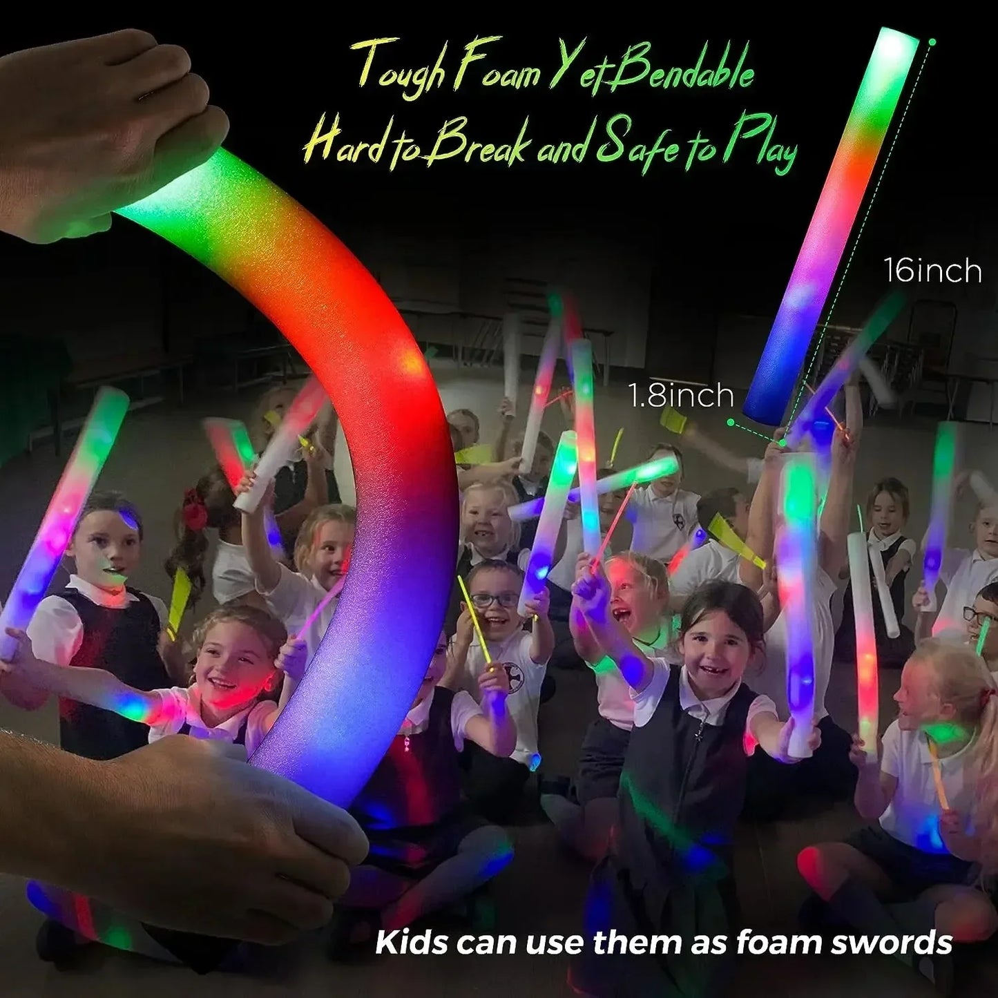 Colorful LED Glow Sticks - RGB Foam Cheer Tubes for Parties Events - ZOOMNSTORE