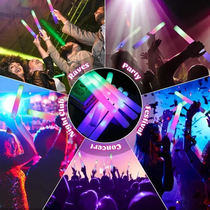 Colorful LED Glow Sticks - RGB Foam Cheer Tubes for Parties Events - ZOOMNSTORE