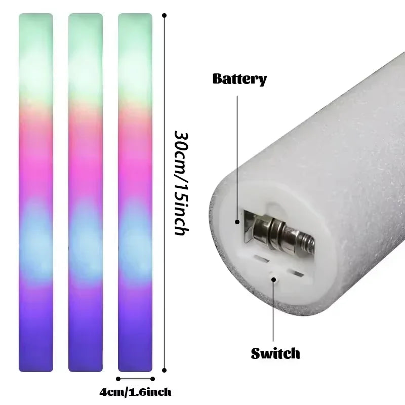 Colorful LED Glow Sticks - RGB Foam Cheer Tubes for Parties Events - ZOOMNSTORE