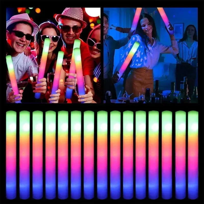 Colorful LED Glow Sticks - RGB Foam Cheer Tubes for Parties Events - ZOOMNSTORE