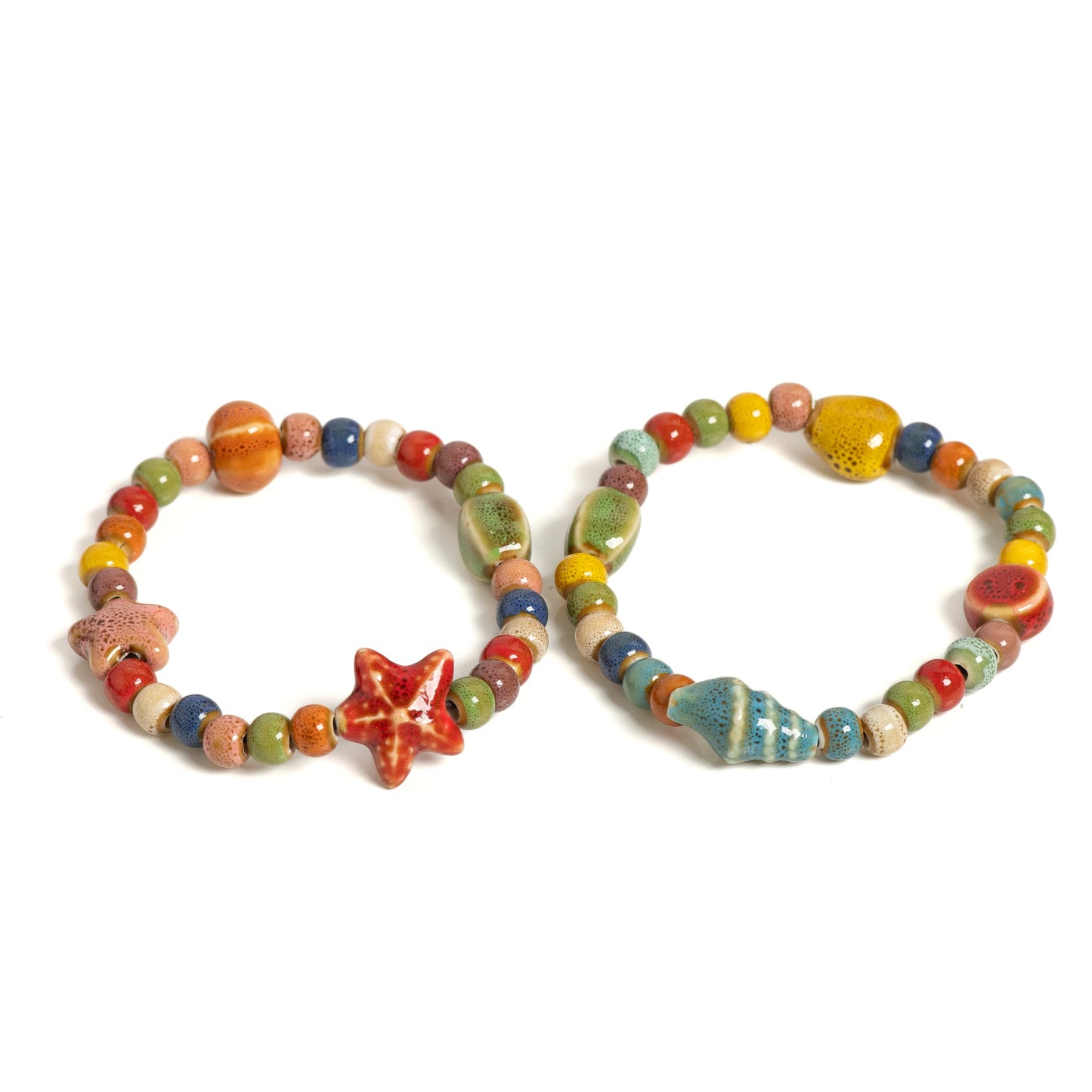 Colorful Starfish Seashell Bracelet - Handmade Boho Beach Jewelry for Women Teens - ZOOMNSTORE