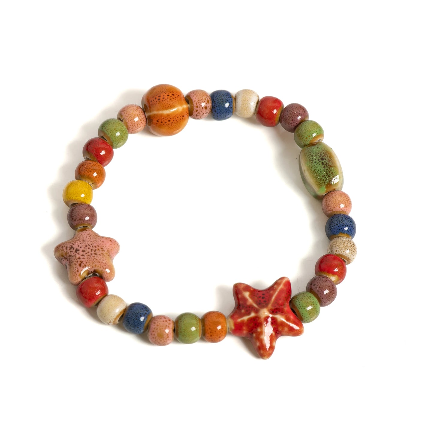 Colorful Starfish Seashell Bracelet - Handmade Boho Beach Jewelry for Women Teens - ZOOMNSTORE