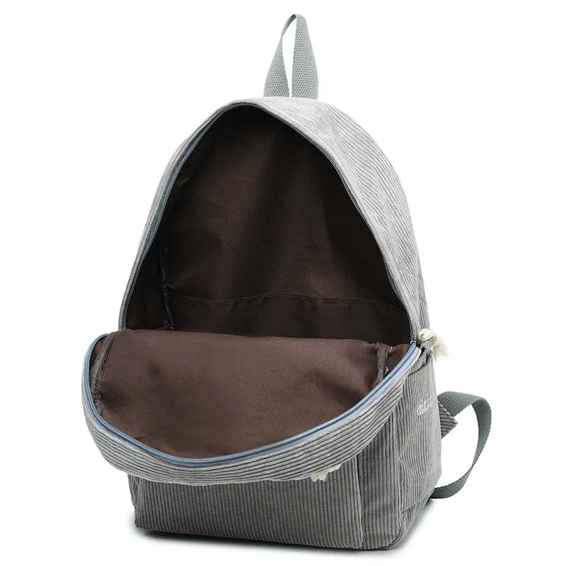 Corduroy Anti-Theft Backpack - Womens Schoolbag Unisex Knapsack - ZOOMNSTORE