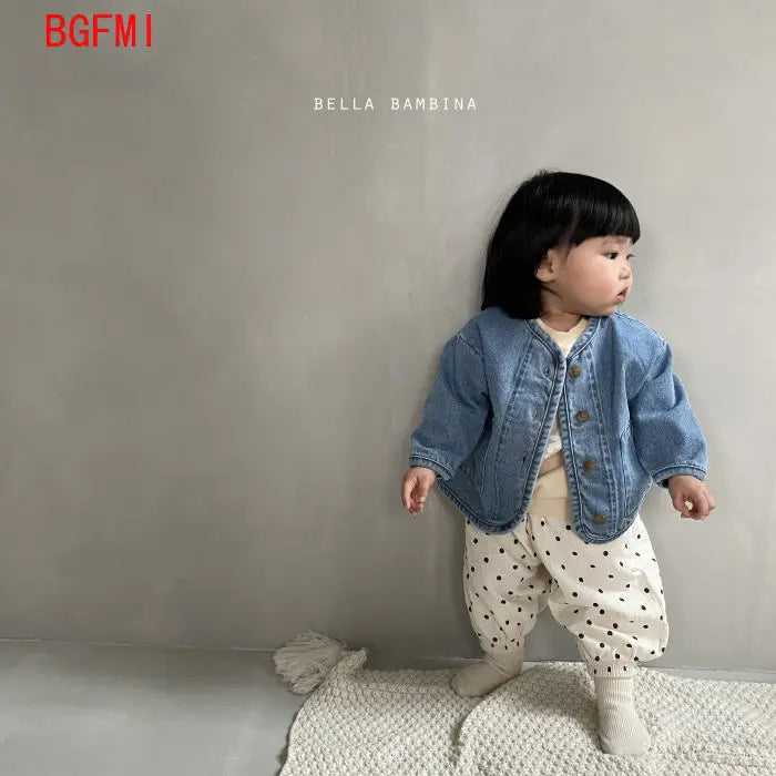 Cotton Denim Jacket for Baby Toddler - Casual Jean Coat for Kids 2-7Y - ZOOMNSTORE