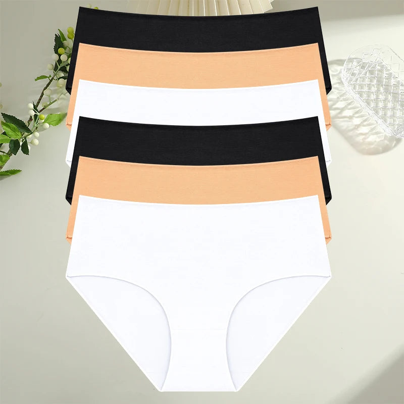 Cotton High Waist Panties - Women’s Seamless Breathable Briefs Set S-2XL - ZOOMNSTORE