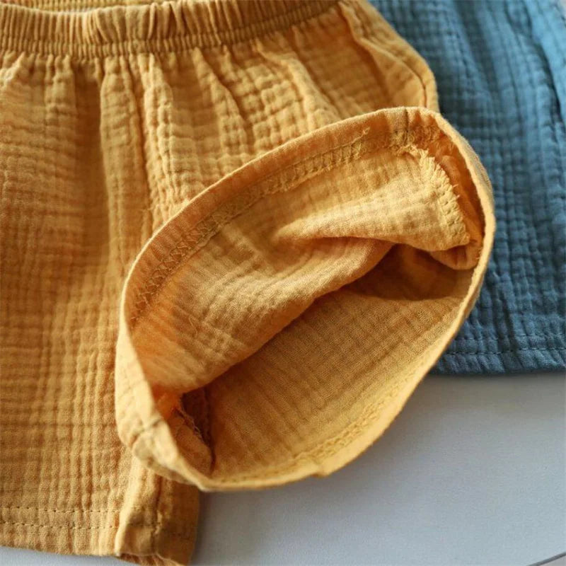 Cotton Linen Kids Girls Shorts Solid color Summer Boys Five-point Pants for Children's Baby Clothing - ZOOMNSTORE