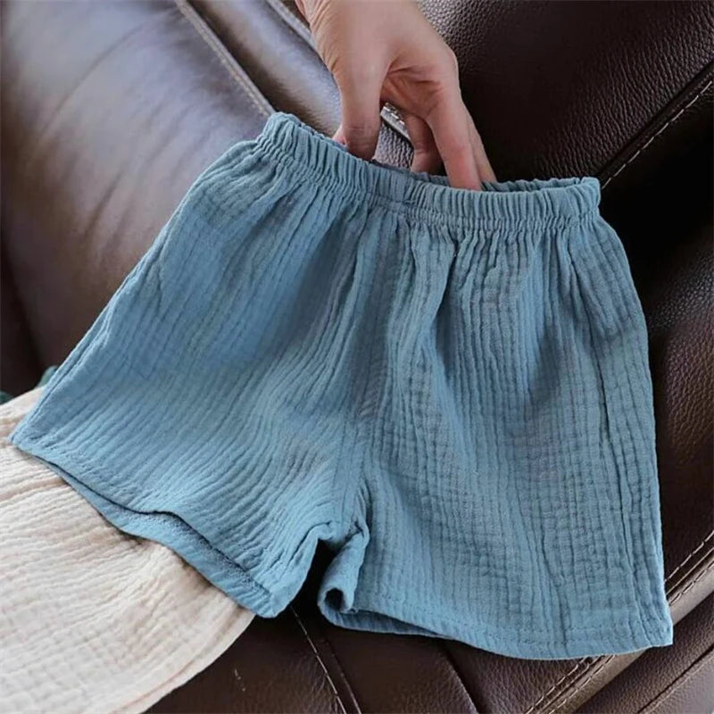 Cotton Linen Kids Girls Shorts Solid color Summer Boys Five-point Pants for Children's Baby Clothing - ZOOMNSTORE