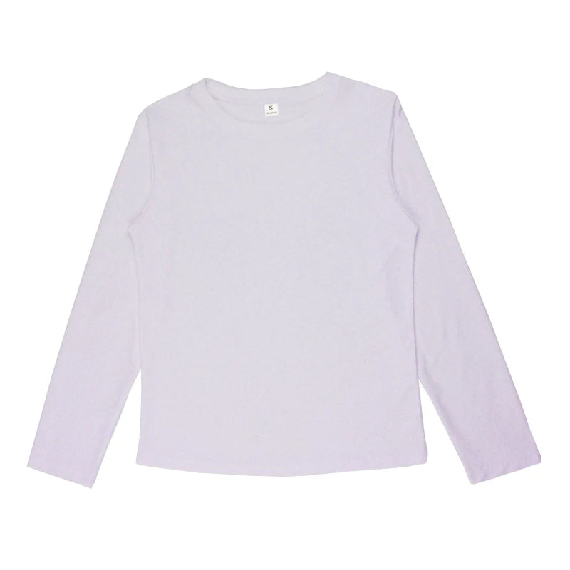 Cotton Long Sleeve Tops – Women's Casual Tees | Soft Breathable Fabric, O-Neck Style Shirt - ZOOMNSTORE