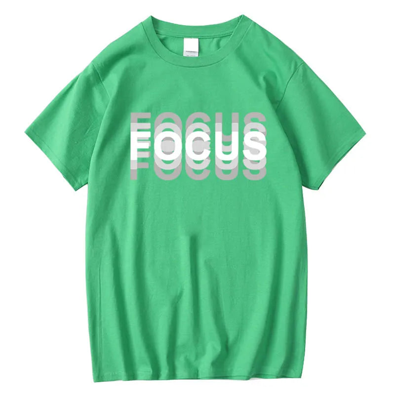 Mens Oversized Cotton T-Shirt - Casual Funny Focus Print Top - ZOOMNSTORE