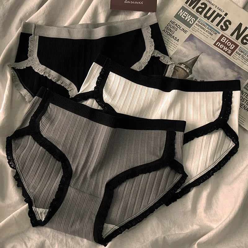 Cotton Mid-Waist Panties Set - Breathable Womens Underwear Briefs - ZOOMNSTORE