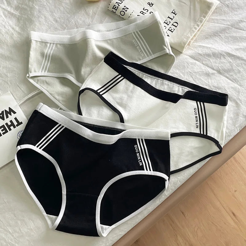 Cotton Mid-Waist Panties Set - Breathable Womens Underwear Briefs - ZOOMNSTORE