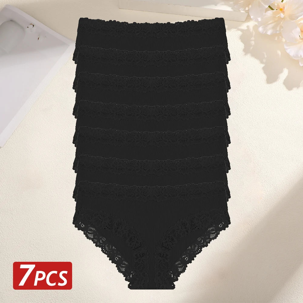 Seamless Cotton Panties - 7PCS Ribbed Low Waist Comfortable Underwear - ZOOMNSTORE
