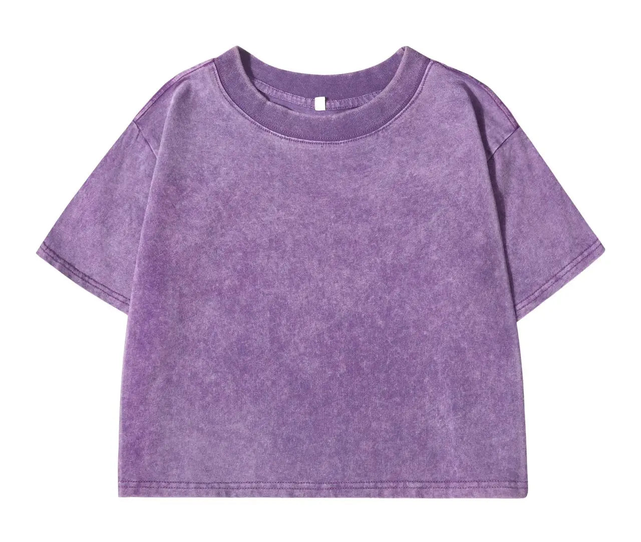 Cotton Loose O-Neck Crop Top - Vintage Y2K Summer T-Shirt for Women - ZOOMNSTORE
