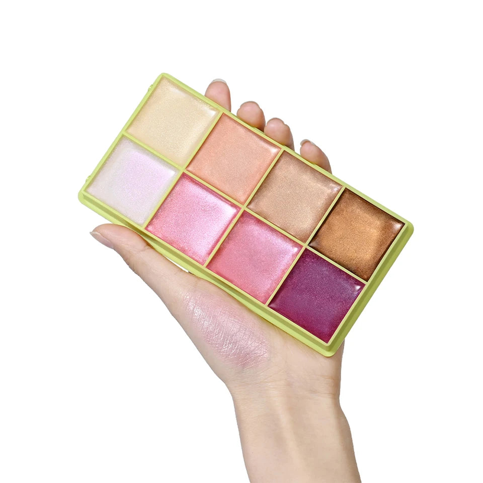 Cream Makeup Palette - 8 Colors Highlight Makeup Set | Bronzer Highlighter Kit, Long Lasting Brighten Skin - ZOOMNSTORE
