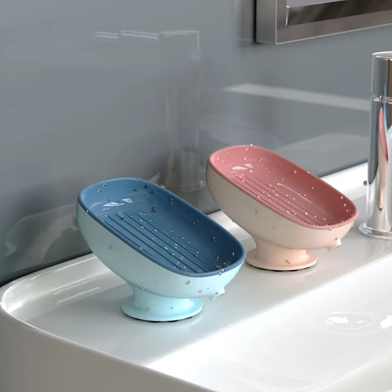 1pc Creative Soap Dish, Drain Soap Tray, Soap Holder With Suction Cup, Soap Rack For Bathroom Accessories - ZOOMNSTORE
