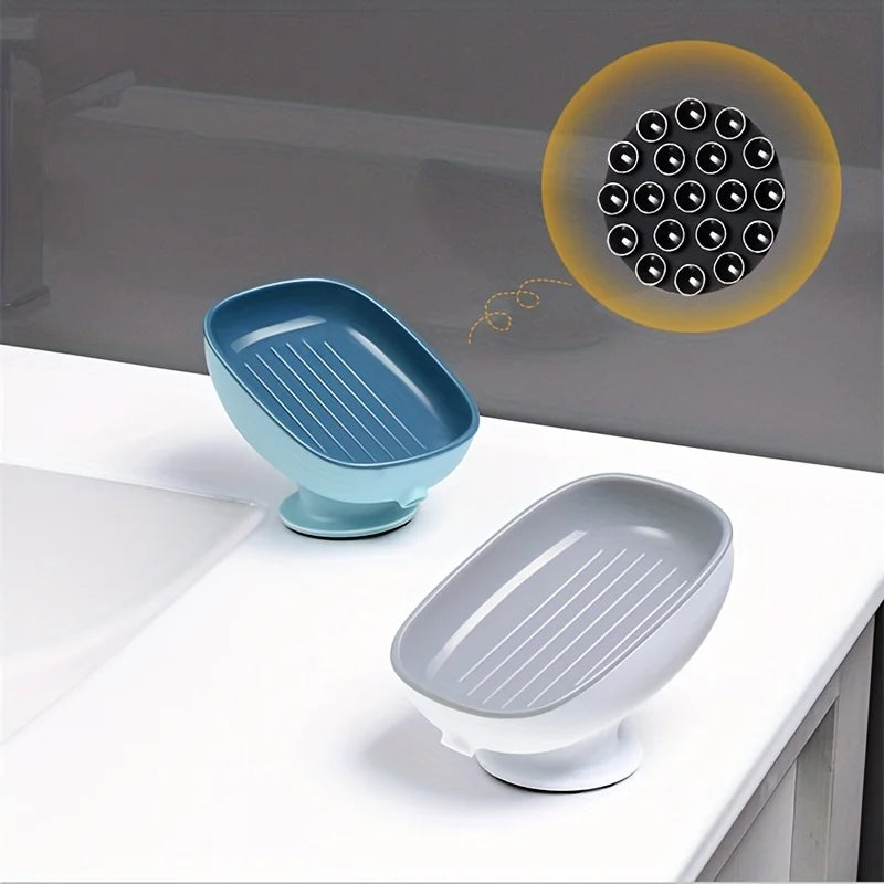 1pc Creative Soap Dish, Drain Soap Tray, Soap Holder With Suction Cup, Soap Rack For Bathroom Accessories - ZOOMNSTORE