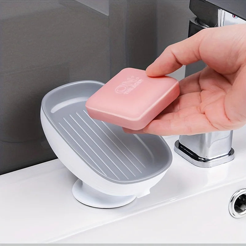 1pc Creative Soap Dish, Drain Soap Tray, Soap Holder With Suction Cup, Soap Rack For Bathroom Accessories - ZOOMNSTORE