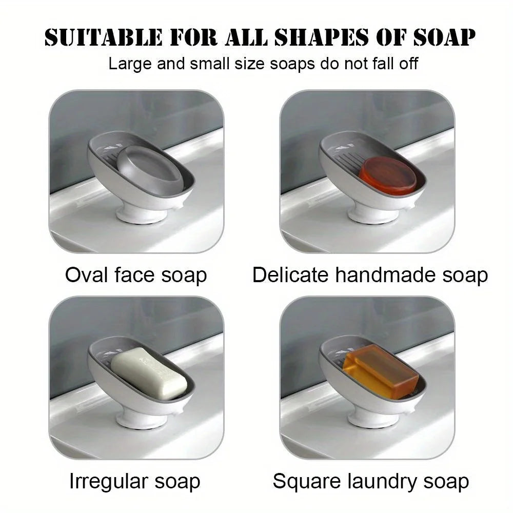 1pc Creative Soap Dish, Drain Soap Tray, Soap Holder With Suction Cup, Soap Rack For Bathroom Accessories - ZOOMNSTORE
