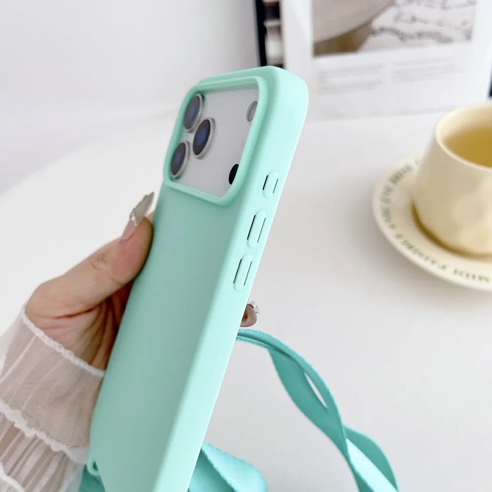 Crossbody Lanyard Case for iPhone 14-17 Pro Max - Shockproof Silicone Strap Cover - ZOOMNSTORE
