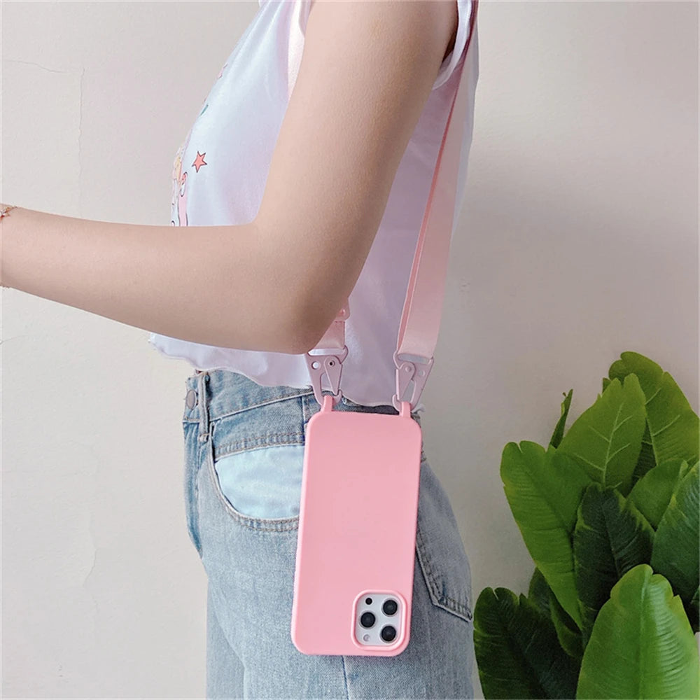 Crossbody Lanyard Case for iPhone 14-17 Pro Max - Shockproof Silicone Strap Cover - ZOOMNSTORE