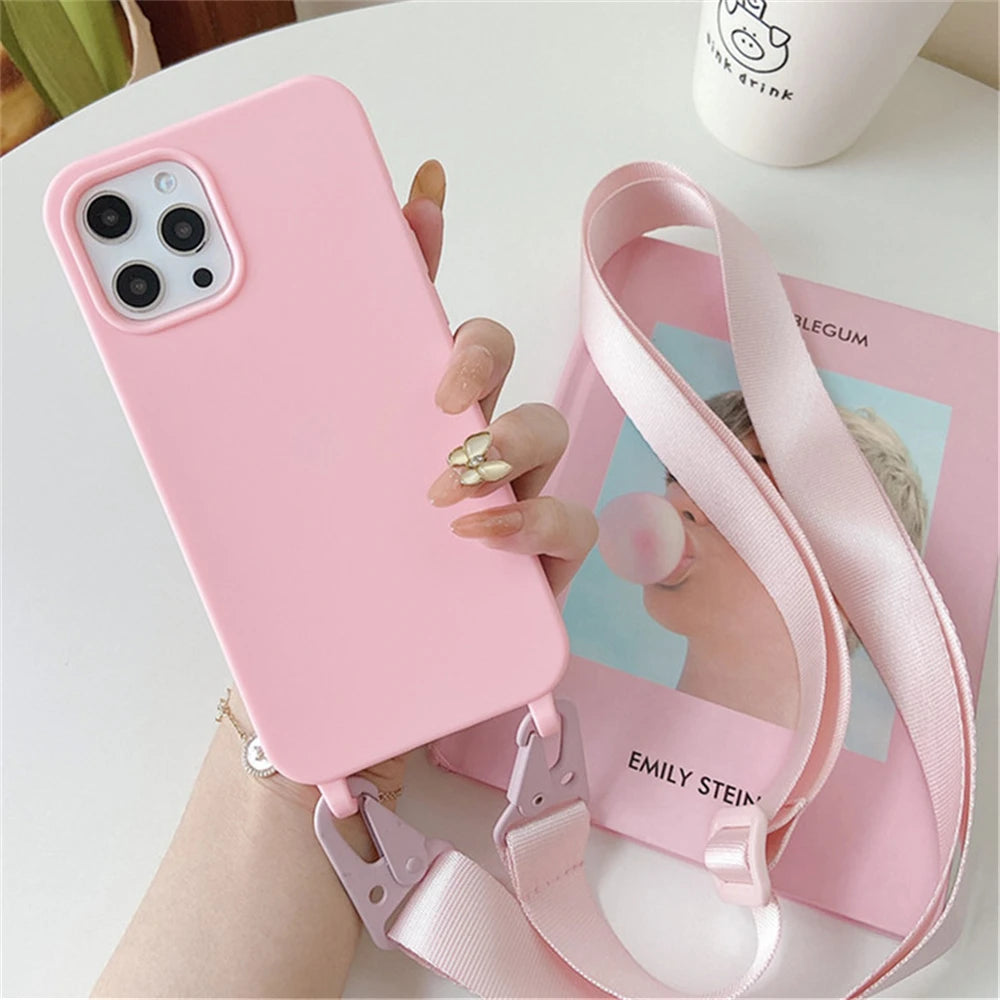 Crossbody Lanyard Case for iPhone 14-17 Pro Max - Shockproof Silicone Strap Cover - ZOOMNSTORE