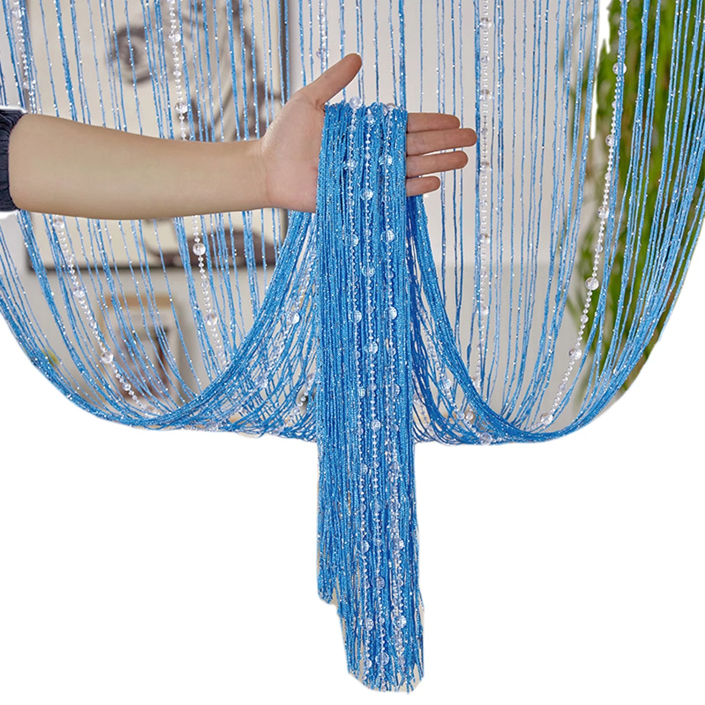 Crystal Bead Curtain - Elegant Beaded String Door Curtain with Shiny Tassels - ZOOMNSTORE