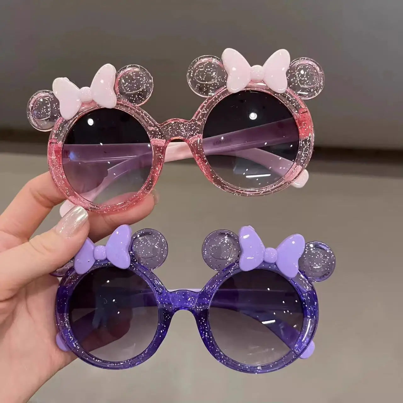Crystal Bow Girls Sunglasses - Cute Cartoon Kids Eyewear - ZOOMNSTORE