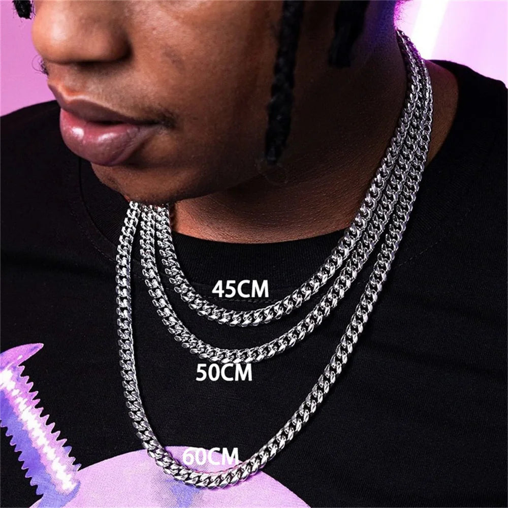 Curb Cuban Necklaces - Stainless Steel Link Chain Chokers for Men Women in Black Gold - ZOOMNSTORE