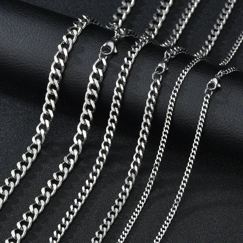 Curb Cuban Necklaces - Stainless Steel Link Chain Chokers for Men Women in Black Gold - ZOOMNSTORE