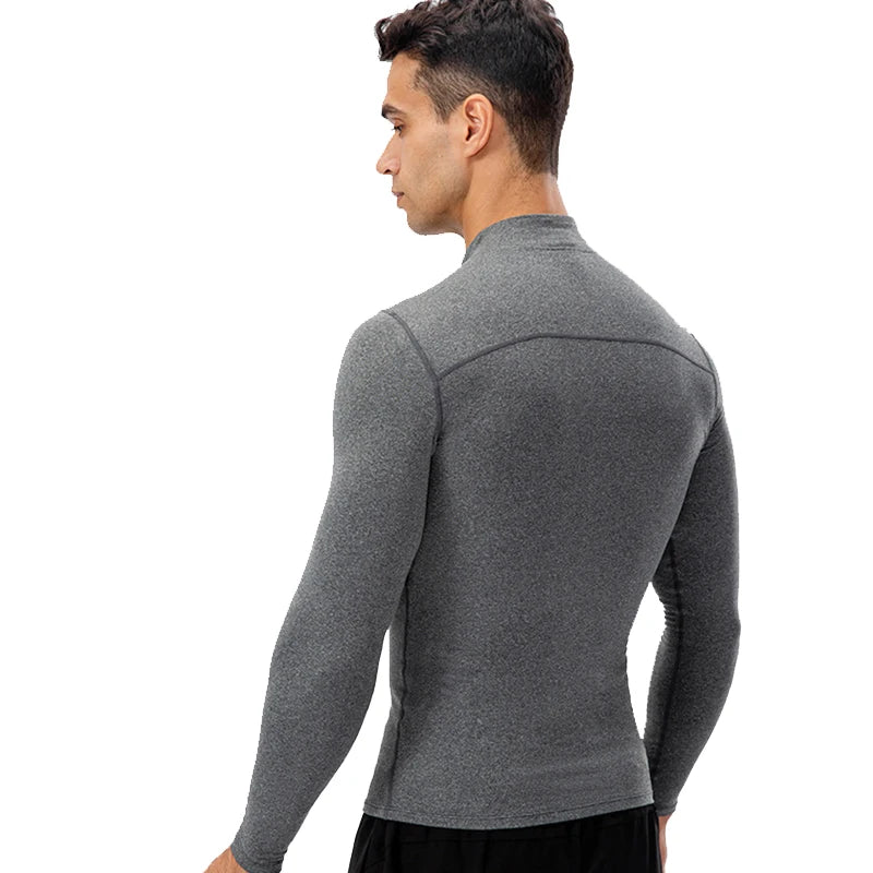 Custom Logo Mens Winter Fleece Long Sleeve Sportswear - Gym Running Compression Sweatshirt - ZOOMNSTORE