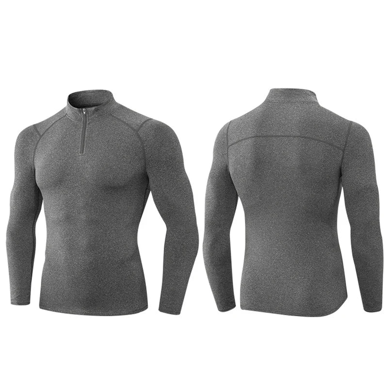 Custom Logo Mens Winter Fleece Long Sleeve Sportswear - Gym Running Compression Sweatshirt - ZOOMNSTORE