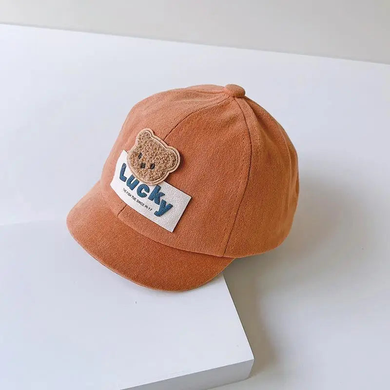 Cute Bear Baby Duck Tongue Hat Short Brim Children Baseball Hats Solid Cotton Kids Duckbill Cap Fashion Sunshade Visors 1-3Year - ZOOMNSTORE