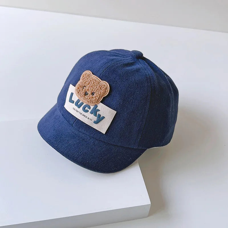Cute Bear Baby Duck Tongue Hat Short Brim Children Baseball Hats Solid Cotton Kids Duckbill Cap Fashion Sunshade Visors 1-3Year - ZOOMNSTORE