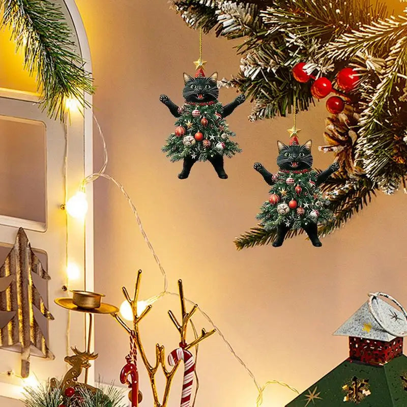 Cute Cat Christmas Tree Pendant - Hanging Ornament for Car and Backpack - ZOOMNSTORE