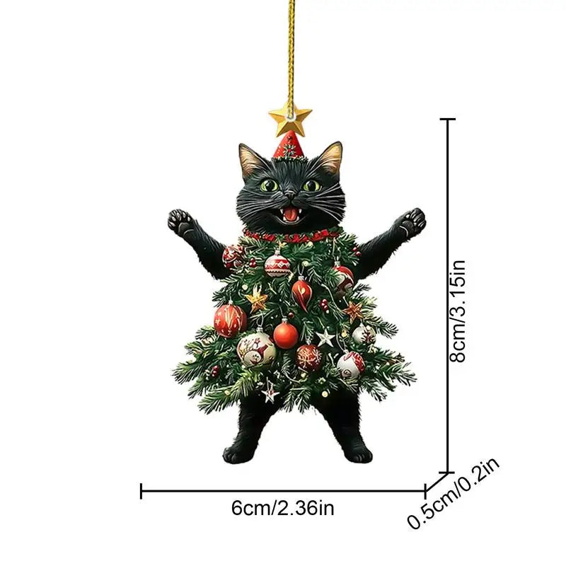 Cute Cat Christmas Tree Pendant - Hanging Ornament for Car and Backpack - ZOOMNSTORE