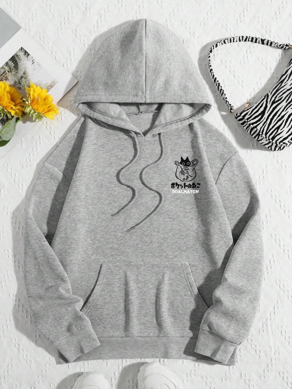 Cute Cat Hoodie - Casual Cartoon Sweatshirt for Women - ZOOMNSTORE