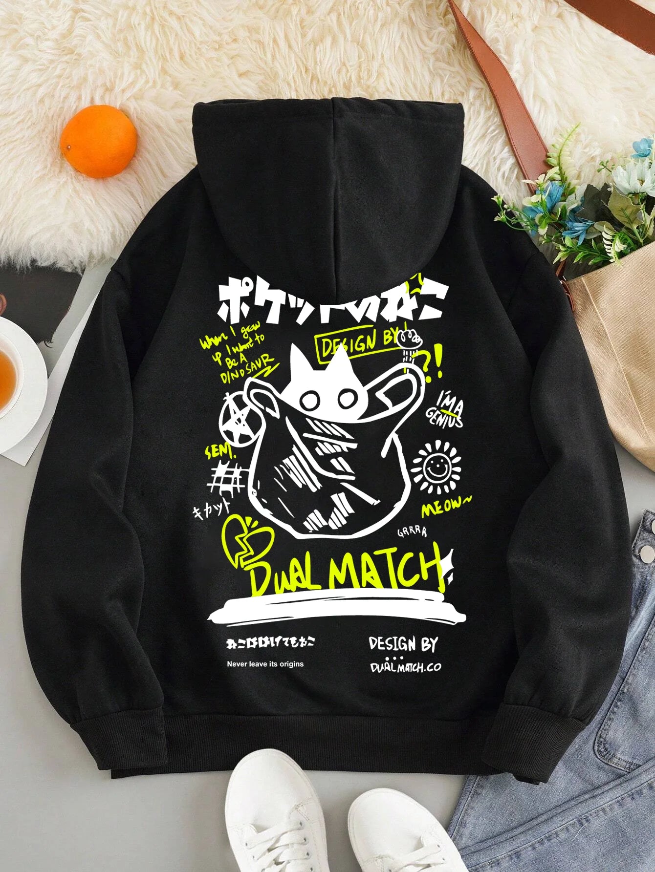 Cute Cat Hoodie - Casual Cartoon Sweatshirt for Women - ZOOMNSTORE