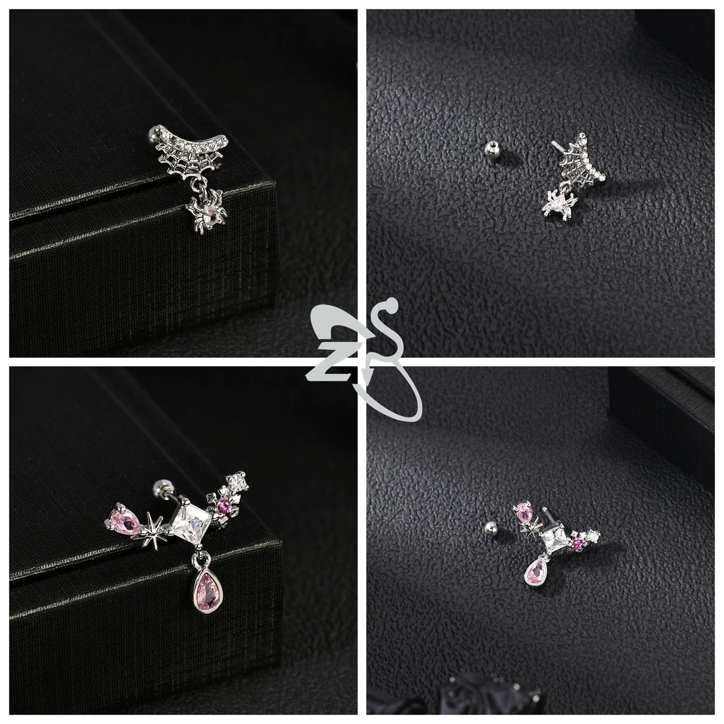 Cute Heart Stud Earrings - 20G Pink CZ Crystal Jewelry for Kids Women - ZOOMNSTORE
