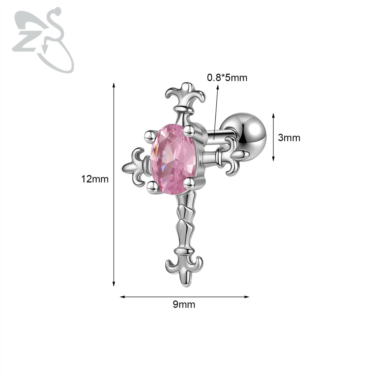 Cute Heart Stud Earrings - 20G Pink CZ Crystal Jewelry for Kids Women - ZOOMNSTORE