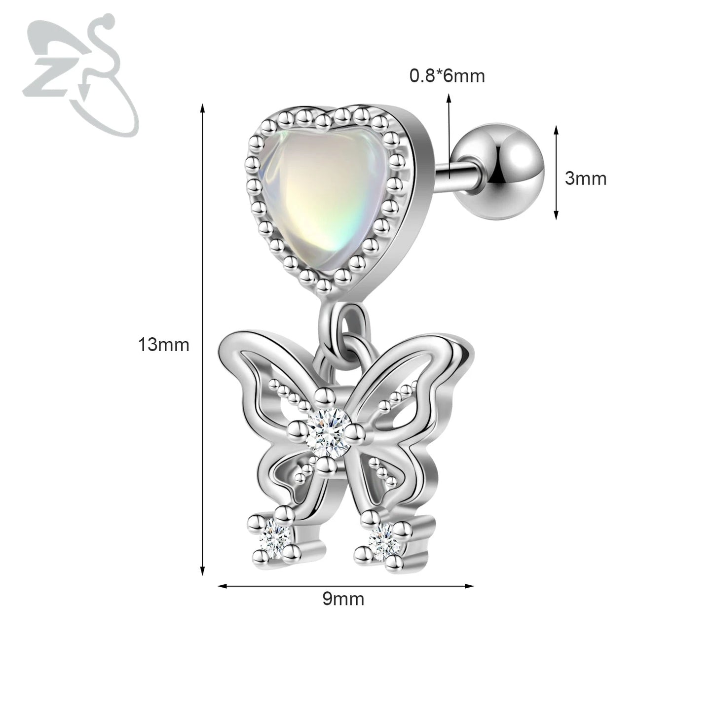 Cute Heart Stud Earrings - 20G Pink CZ Crystal Jewelry for Kids Women - ZOOMNSTORE
