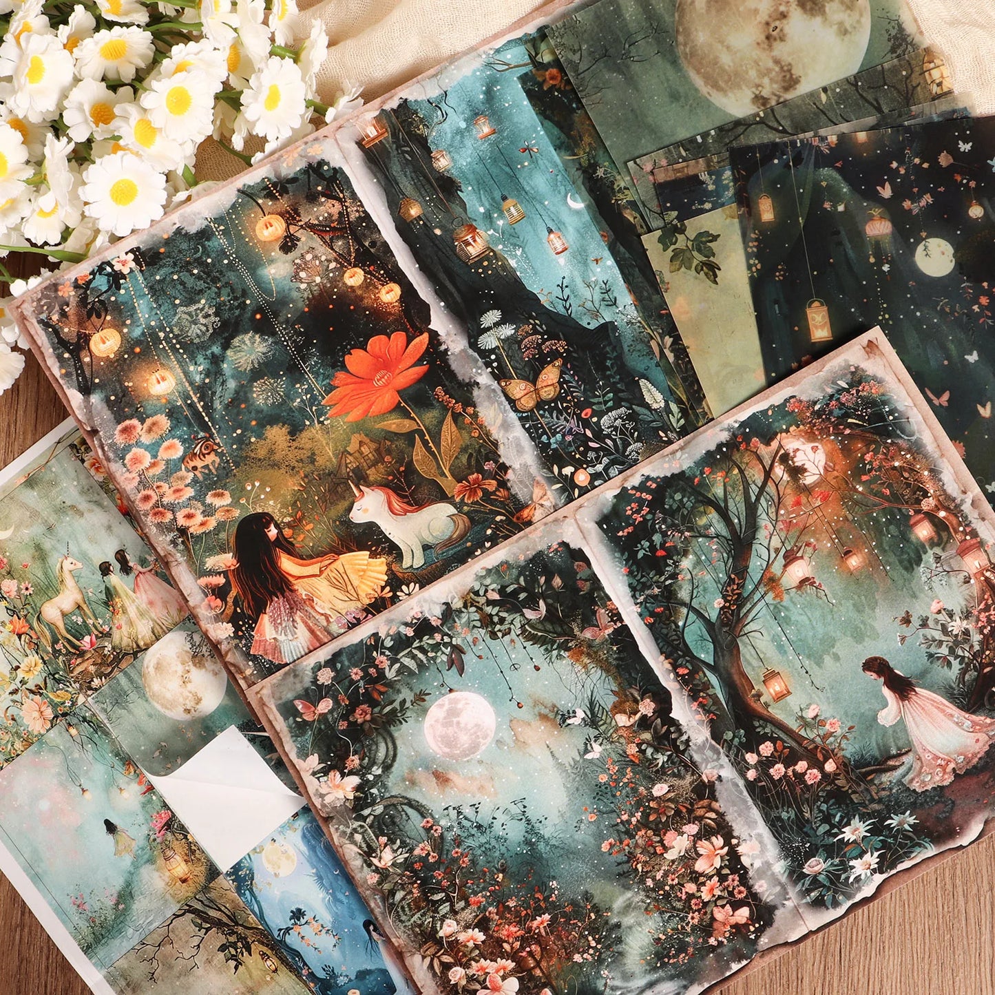 DIY Scrapbook Kit - A5 Papers Transparent Acid Papers Fantasy Forest Stickers - ZOOMNSTORE
