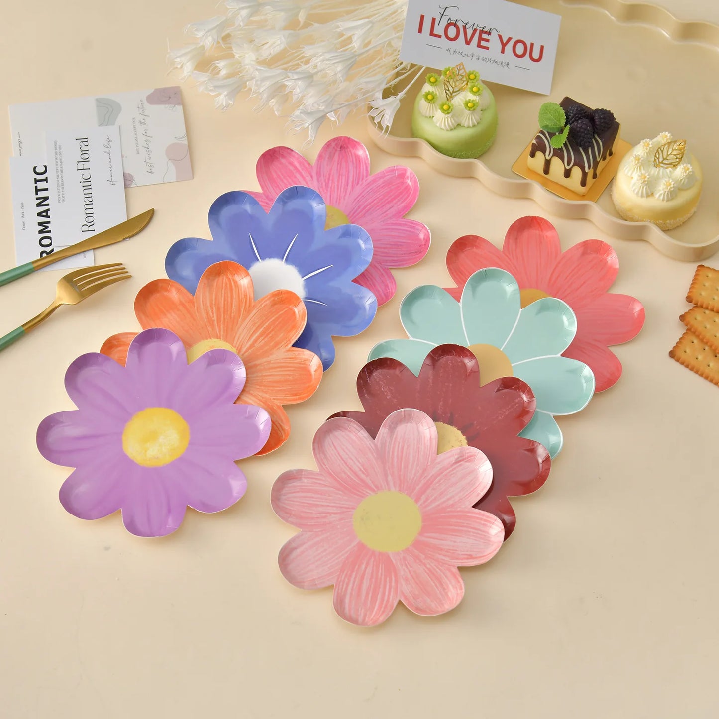 Daisy Flower Paper Plates - Disposable Picnic Birthday Party Decor - ZOOMNSTORE