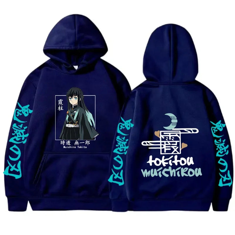Demon Slayer Hoodie - Muichiro Tokito Printed Anime Hooded Sweatshirt Plus Size Casual Pullover - ZOOMNSTORE