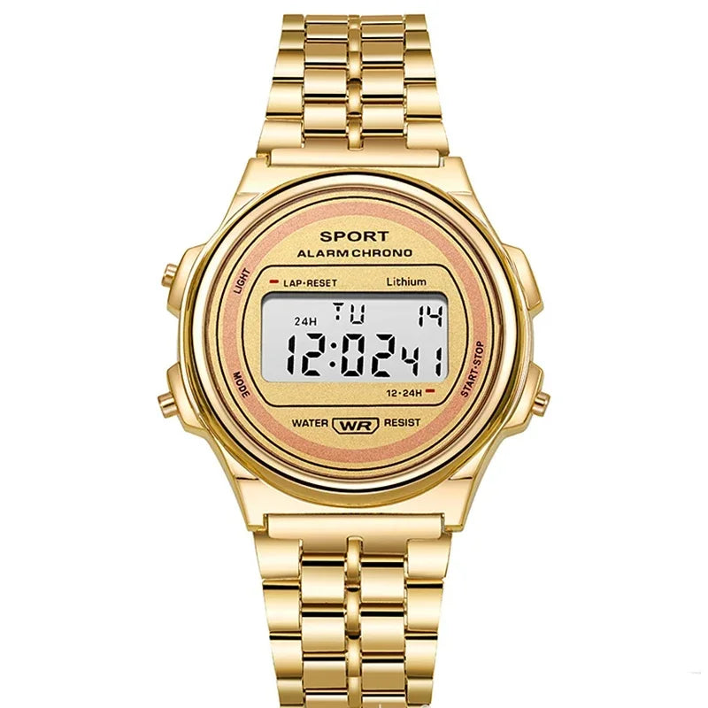 Digital Men's Watch - Stainless Steel Classic Business Waterproof Sports Wristwatch - ZOOMNSTORE