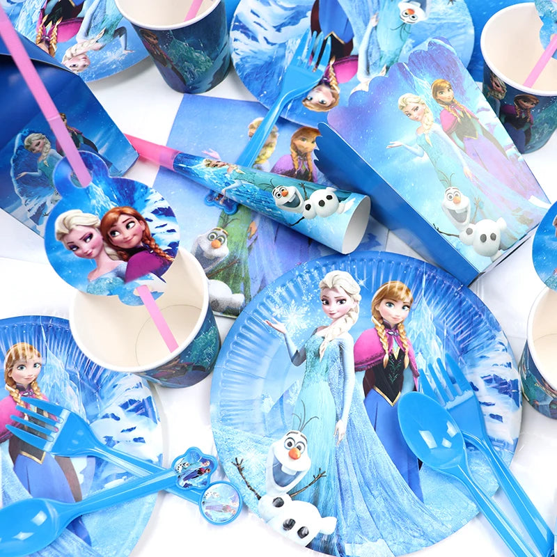 Disney Frozen Birthday Party Supplies - Snow Queen Cutlery Plates Cups - ZOOMNSTORE
