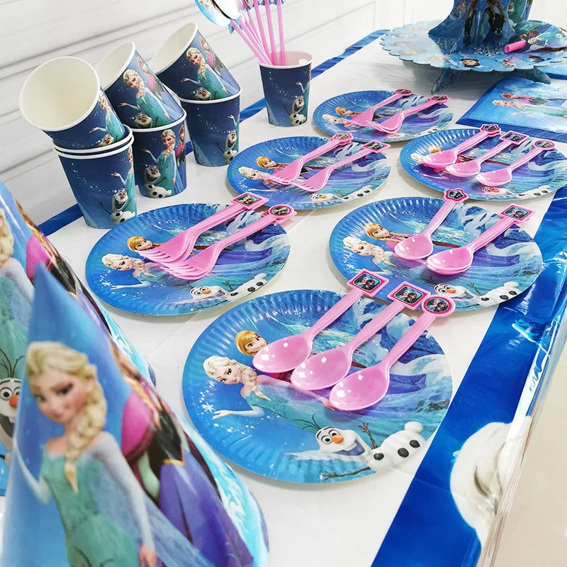 Disney Frozen Birthday Party Supplies - Snow Queen Cutlery Plates Cups - ZOOMNSTORE