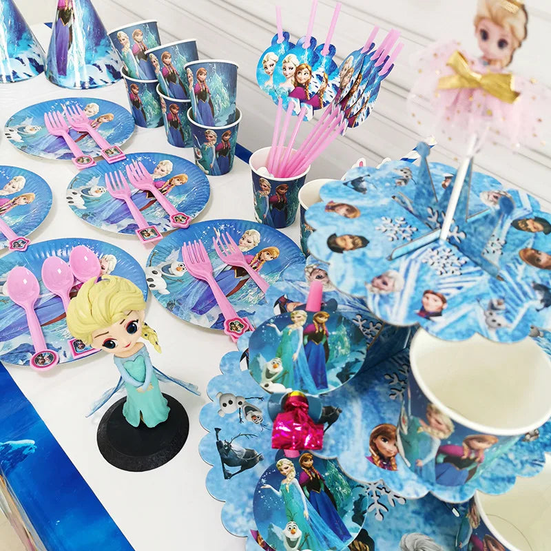 Disney Frozen Birthday Party Supplies - Snow Queen Cutlery Plates Cups - ZOOMNSTORE