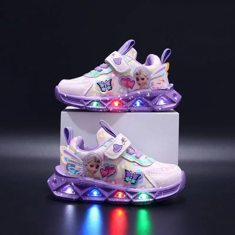 Disney Frozen LED Sneakers - Light-Up Casual Shoes for Girls - ZOOMNSTORE