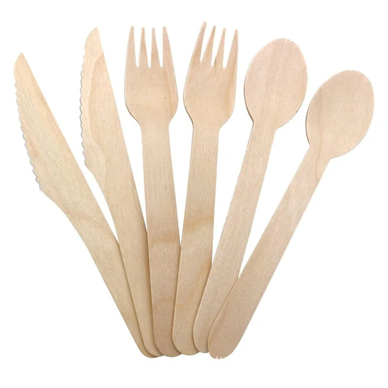 150Pcs Disposable Wooden Cutlery Set - Wedding Party Tableware - ZOOMNSTORE